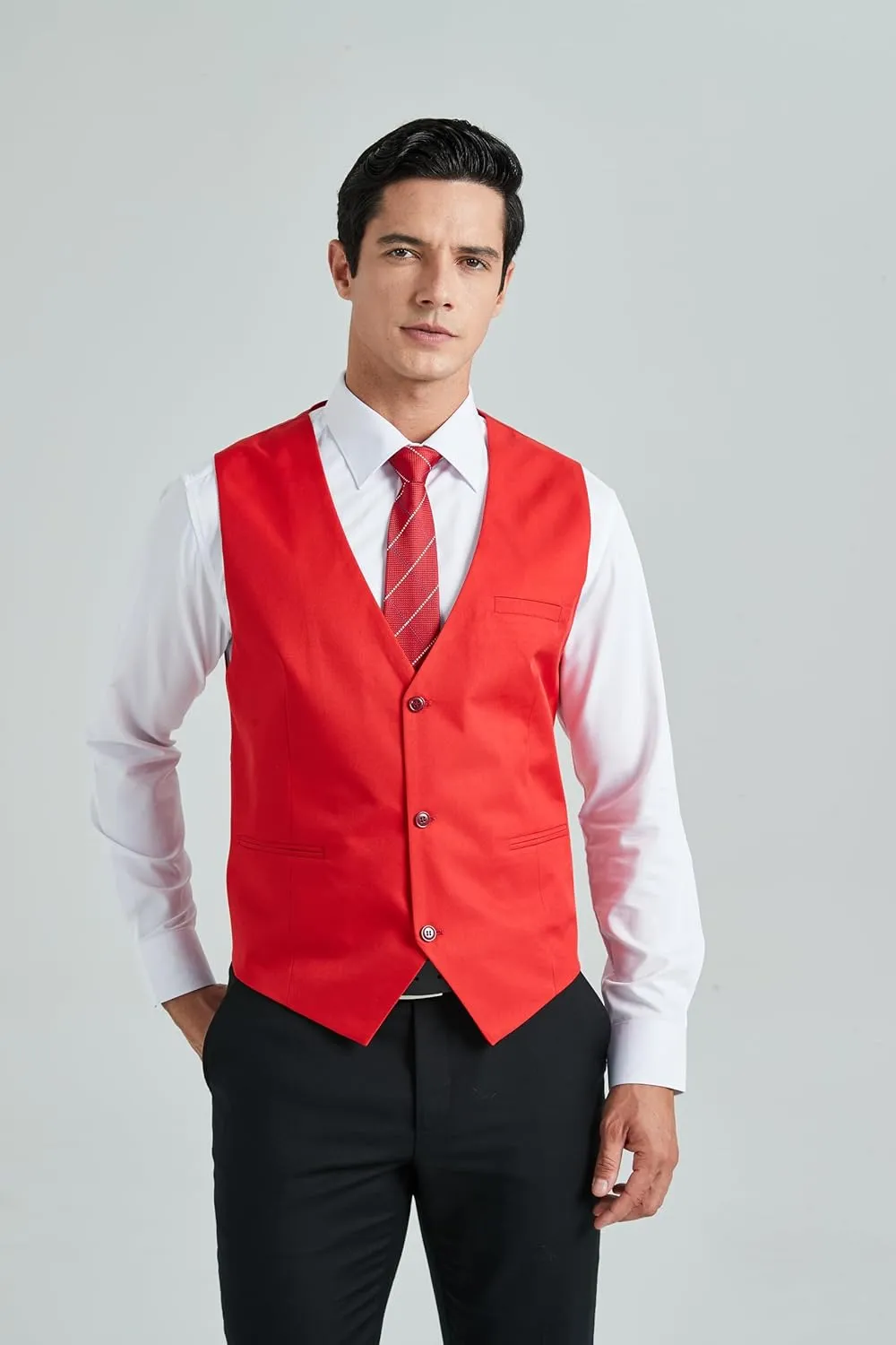 HISDERN Mens Suit Vest Business Formal Dress Vests for Men Solid Color Casual Wedding Tuxedo Party Waistcoat