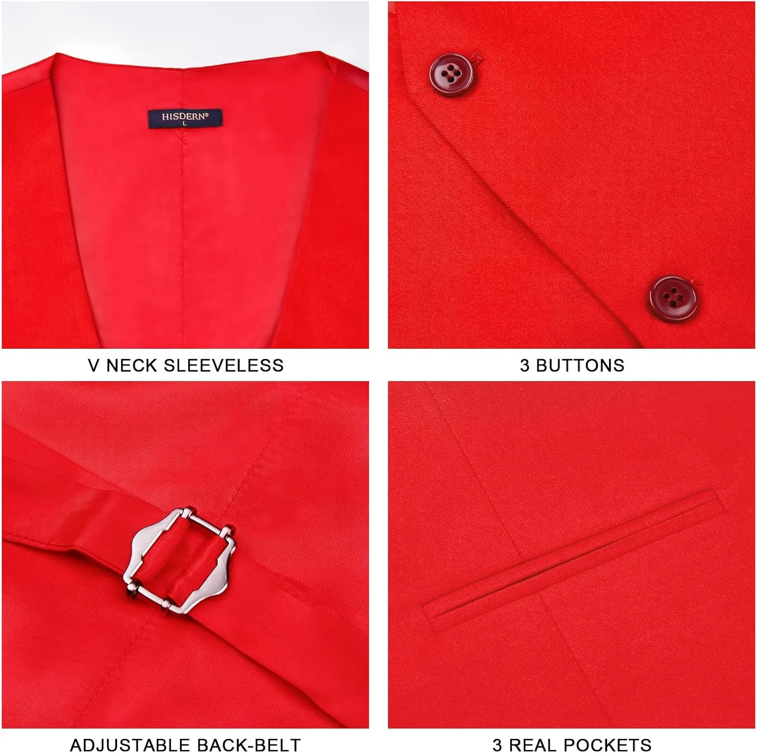 HISDERN Mens Suit Vest Business Formal Dress Vests for Men Solid Color Casual Wedding Tuxedo Party Waistcoat