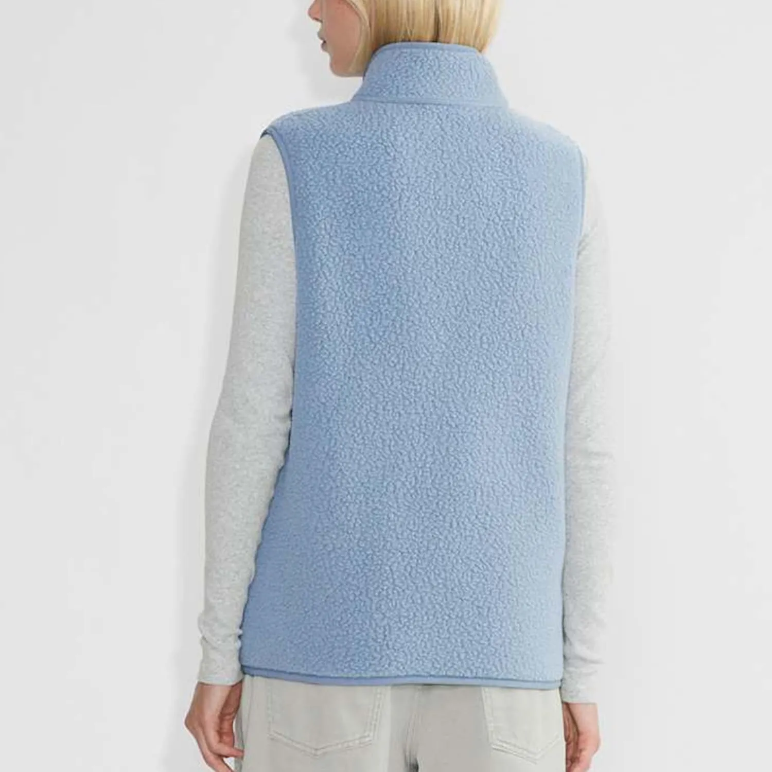Hixiaohe Sherpa Fleece Vest for Women Trendy Warm Sleeveless Vests Jacket Lightweight Zip Coats with Pockets Fall Outerwear