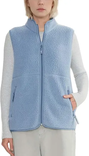 Hixiaohe Sherpa Fleece Vest for Women Trendy Warm Sleeveless Vests Jacket Lightweight Zip Coats with Pockets Fall Outerwear