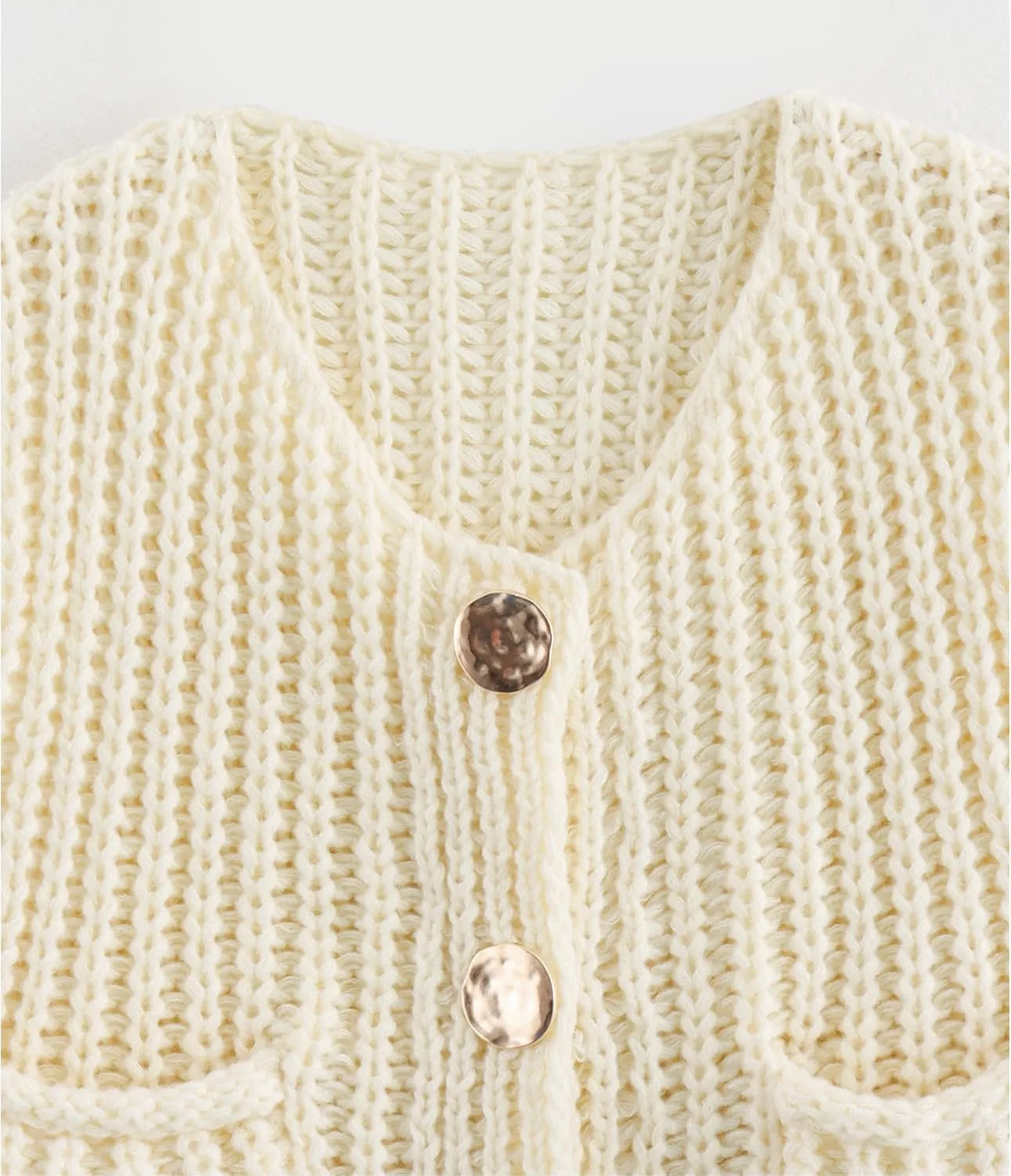 Hixiaohe Womens Crochet Chunky Knit Top Sleeveless Button Down Crop Tops Trendy Cardigan Sweater Vest for Women with Pockets