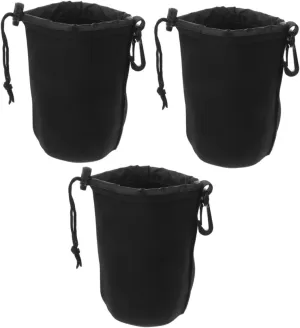 Homoyoyo Camera Lens Case Set 3pcs Lens Pouches Drawstring Closure Waterproof for Dslr Camera Lenses