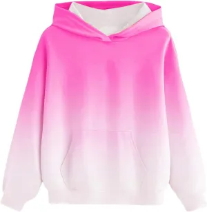 Hoodies for Teen Girls Long Sleeve Casual Fleece Soft Fall Sweatshirts Fashion Gradient Preppy Clothes 4-14 Years