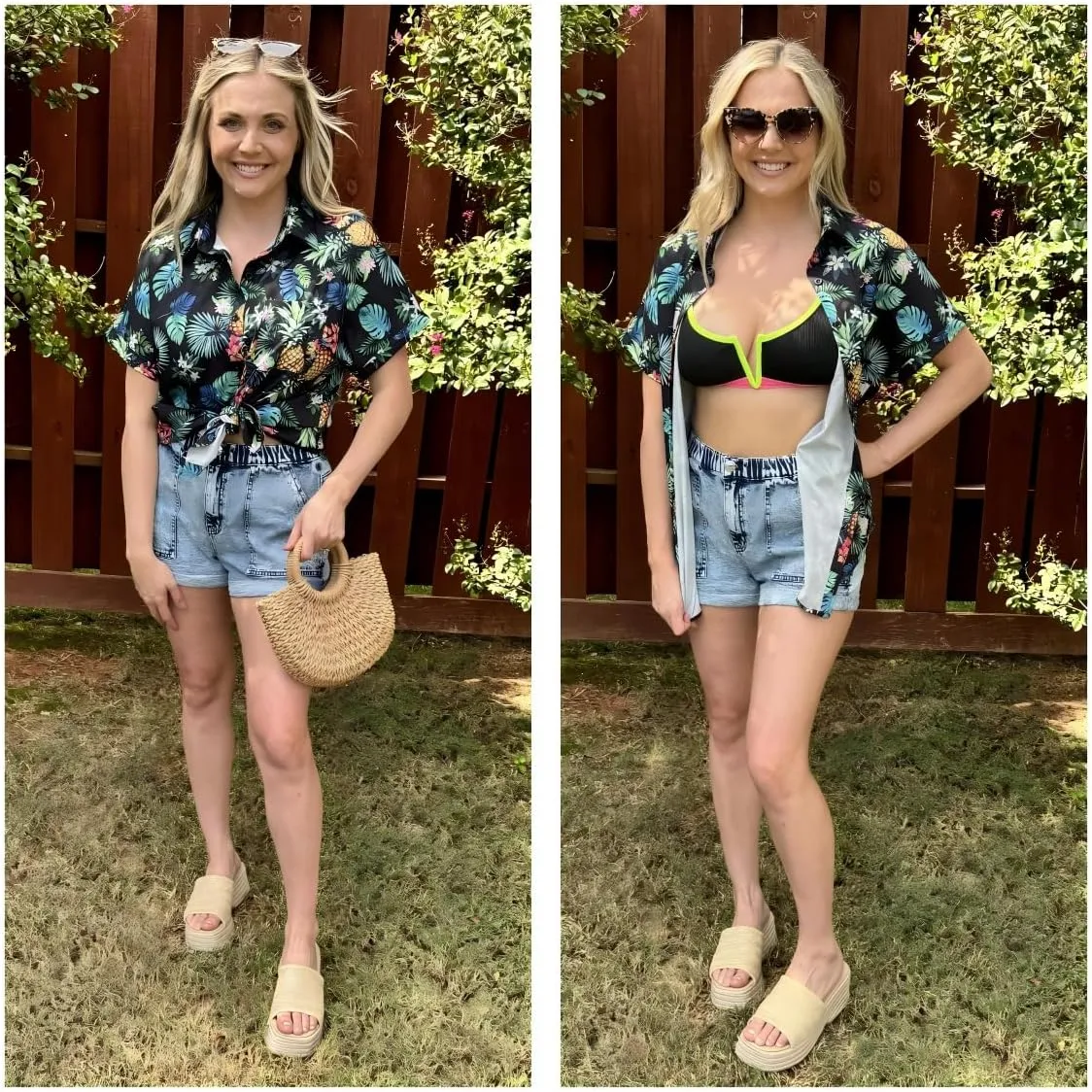 HOTOUCH Hawaiian Shirts for Women Summer Cool Hawaii Floral Tropic Print Blouses Beach Short Sleeve Button Up Tops