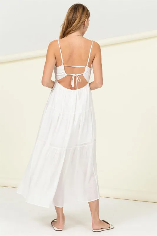 HYFVE Full Heart Smocked Cutout Midi Dress