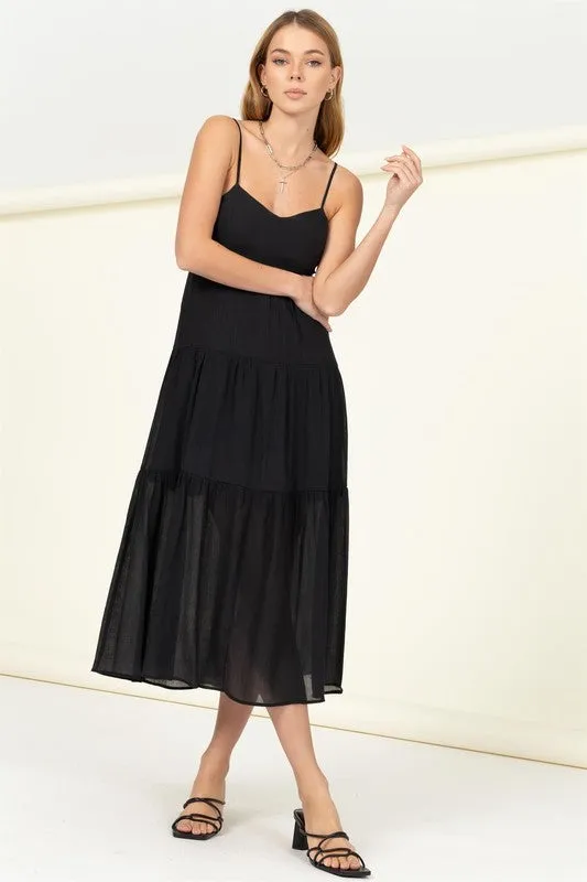 HYFVE Full Heart Smocked Cutout Midi Dress