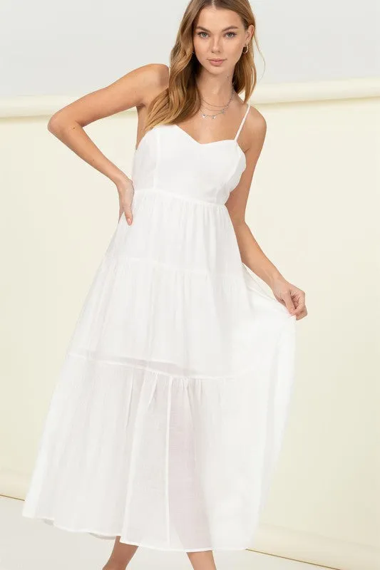 HYFVE Full Heart Smocked Cutout Midi Dress
