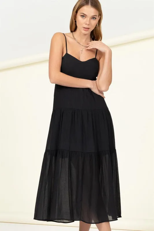 HYFVE Full Heart Smocked Cutout Midi Dress