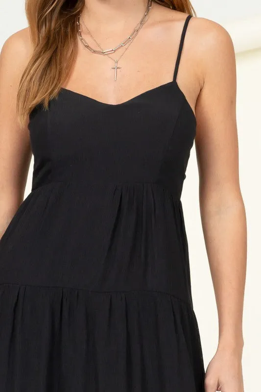 HYFVE Full Heart Smocked Cutout Midi Dress