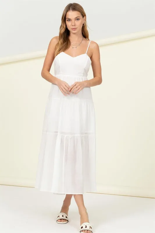 HYFVE Full Heart Smocked Cutout Midi Dress