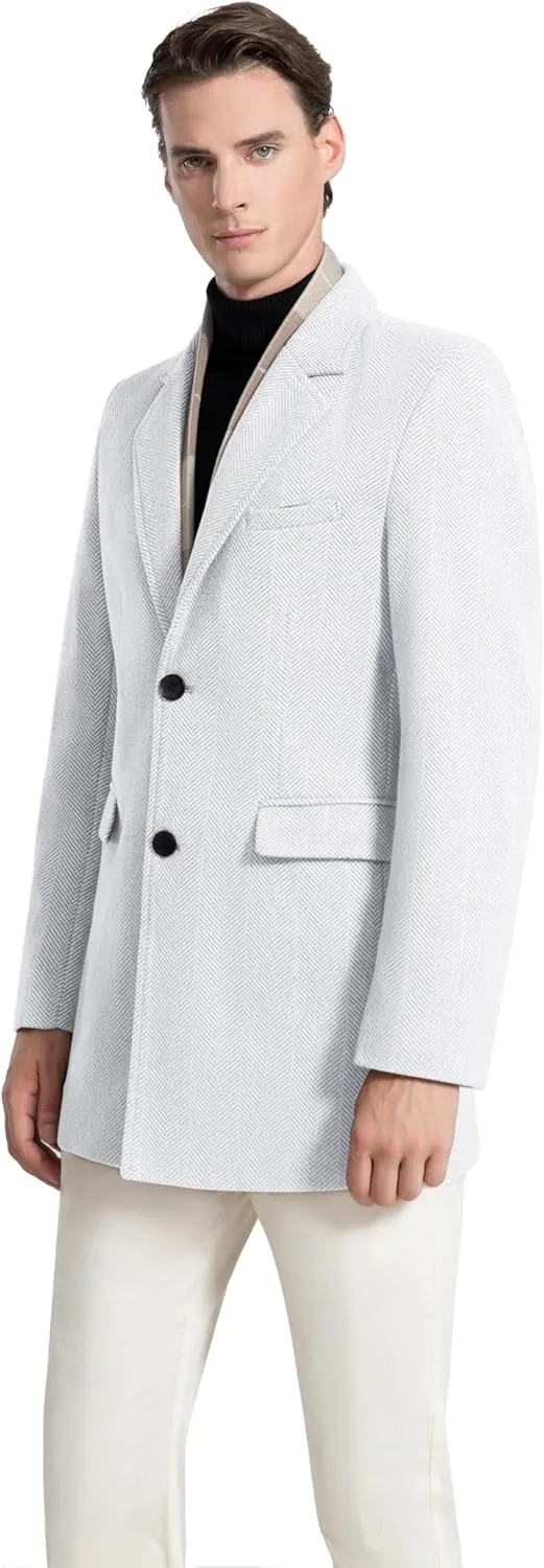 INVACHI Men's Casual Trench Coat with Detachable Scarfs Notched Collar Single Breasted Overcoat