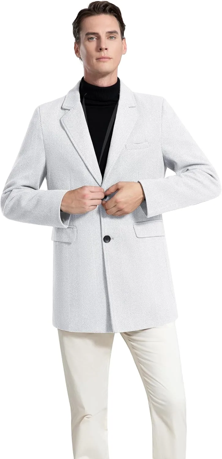 INVACHI Men's Casual Trench Coat with Detachable Scarfs Notched Collar Single Breasted Overcoat