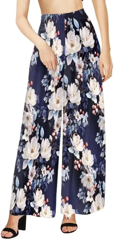 Irisjudy Women Casual High Waisted Palazzo Pants Van Gogh Art, Boho Peacock Comfy Wide Leg Pants Soft Pjs for Women Oversized