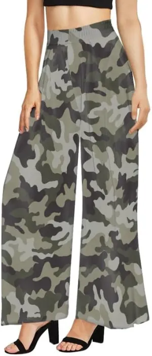 Irisjudy Women Casual High Waisted Palazzo Pants Van Gogh Art, Boho Peacock Comfy Wide Leg Pants Soft Pjs for Women Oversized