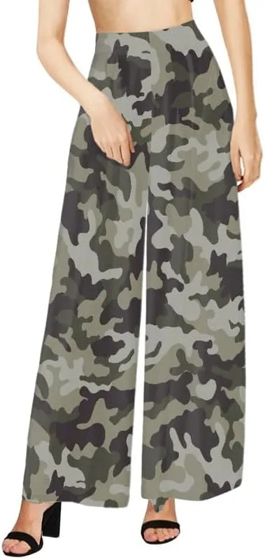 Irisjudy Women Casual High Waisted Palazzo Pants Van Gogh Art, Boho Peacock Comfy Wide Leg Pants Soft Pjs for Women Oversized