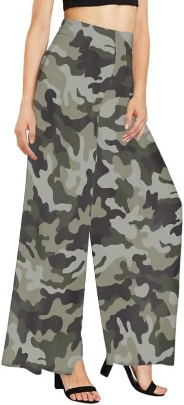 Irisjudy Women Casual High Waisted Palazzo Pants Van Gogh Art, Boho Peacock Comfy Wide Leg Pants Soft Pjs for Women Oversized