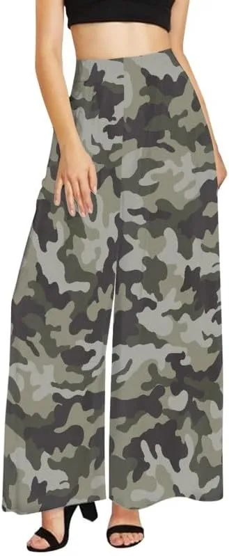 Irisjudy Women Casual High Waisted Palazzo Pants Van Gogh Art, Boho Peacock Comfy Wide Leg Pants Soft Pjs for Women Oversized