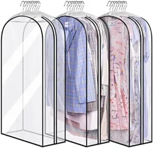 IRYZE Garment Bag for Travel, 10"" Gusseted Clear Garment Bags Long Garment Bag For Hanging Clothes, 3 Packs Suit Luggage Bag (Size : 60 * 102 * 25.5cm)