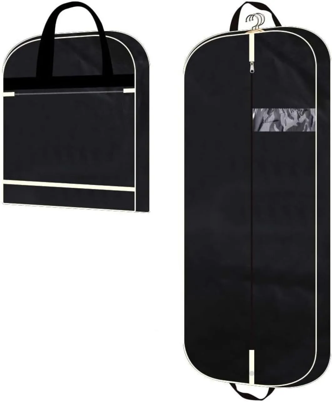 IRYZE Garment Bag for Travel, 2pcs 43"" Garment Bag 4 Gusseted Suit Cover Foldable Hanging Bags for Clothes Suit Luggage Bag, 60*110cm, Black