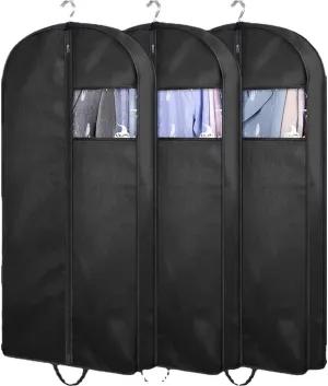 IRYZE Garment Bag for Travel, 3 Pack Garment Bags For Travel With Clear Window Hanging Suit Bag With Handles Suit Luggage Bag (Color : Black, Size : 60 * 100cm)