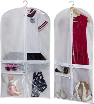 IRYZE Garment Bag for Travel, 3 Pack Travel Garment Bag For Suit Garment Bags With Clear Window Hanging Clothes Suit Luggage Bag (Color : White, Size : 128 * 60cm)