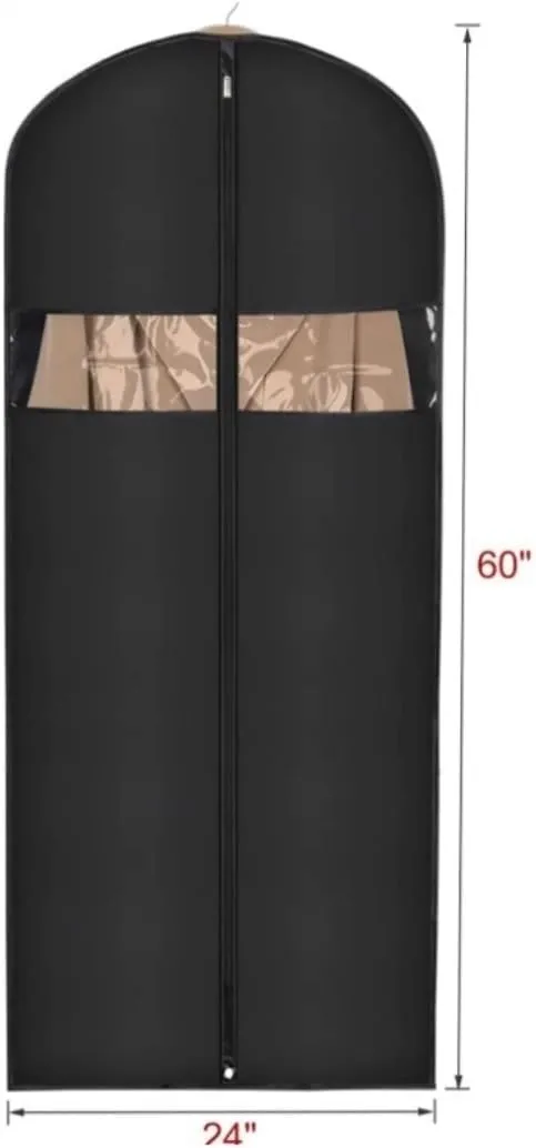 IRYZE Garment Bag for Travel, 3pcs Garment Bags For Hanging Clothes 60"" Dress Bags For Closet With Zipper Suit Luggage Bag, Black