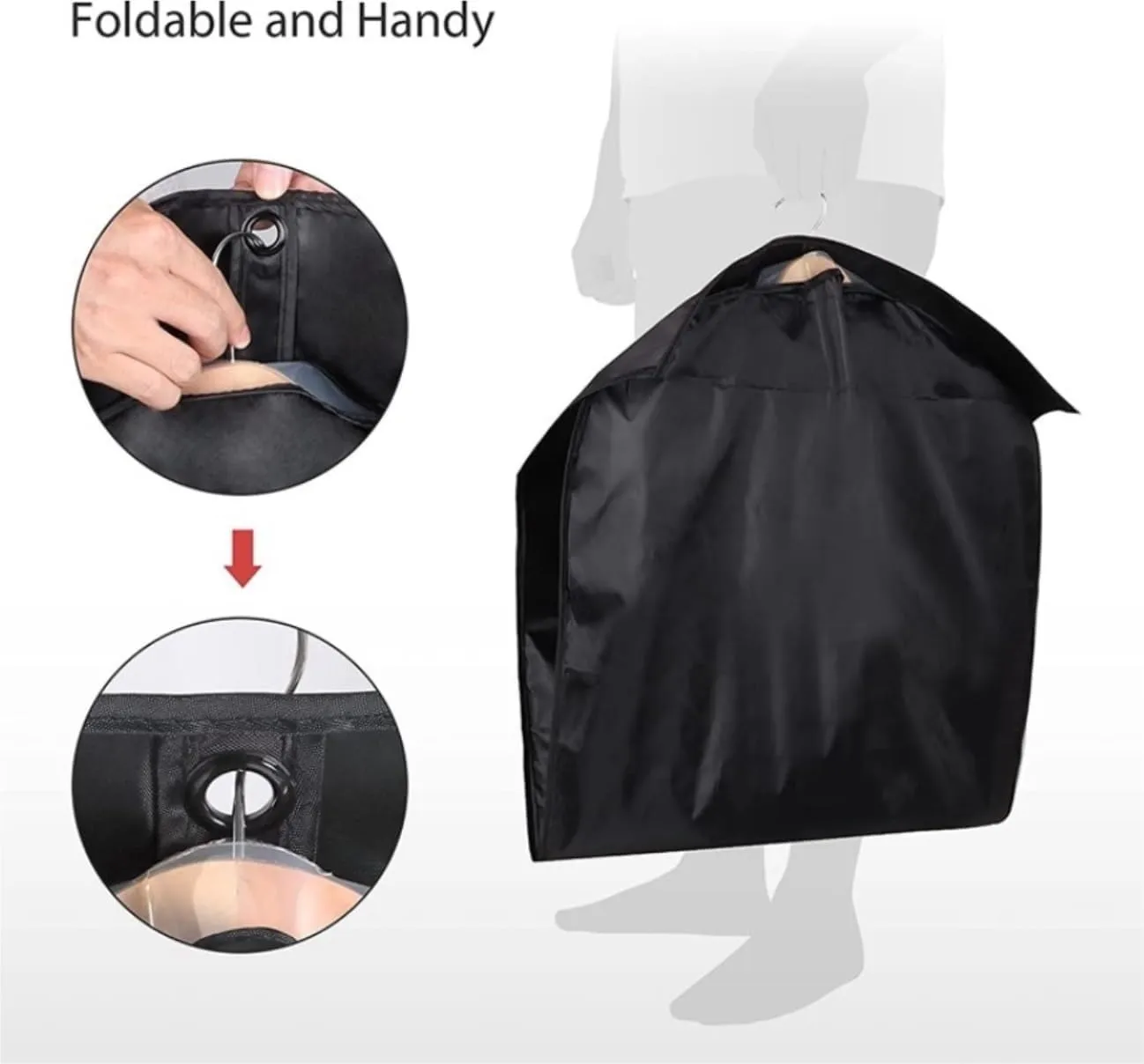 IRYZE Garment Bag for Travel, 3pcs Garment Bags For Hanging Clothes 60"" Dress Bags For Closet With Zipper Suit Luggage Bag, Black