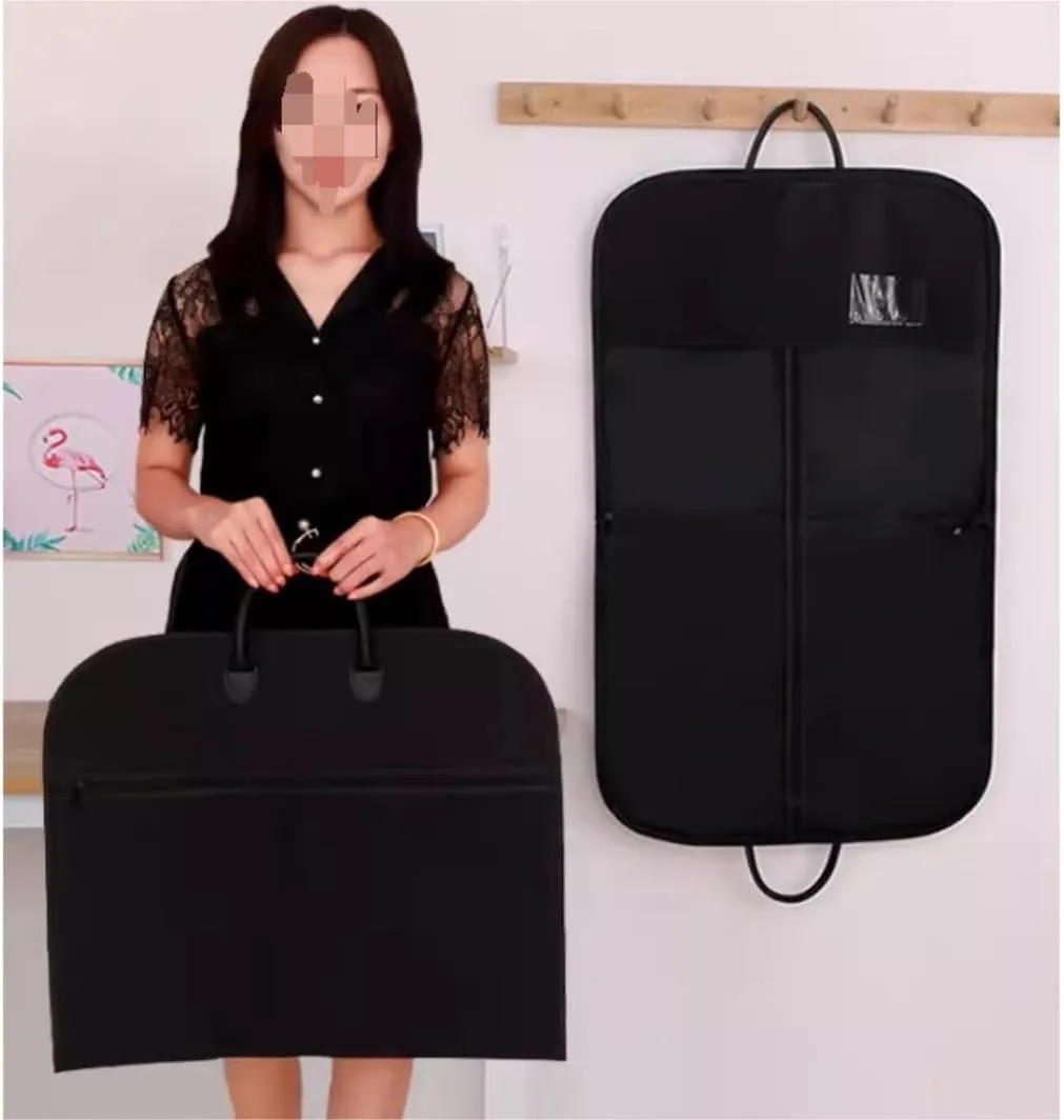 IRYZE Garment Bag for Travel, 40"" Garment Bags Heavy Duty Suit Bags Foldable Dress Bag For Hanging Clothes Storage Suit Luggage Bag, 60*100cm, Black