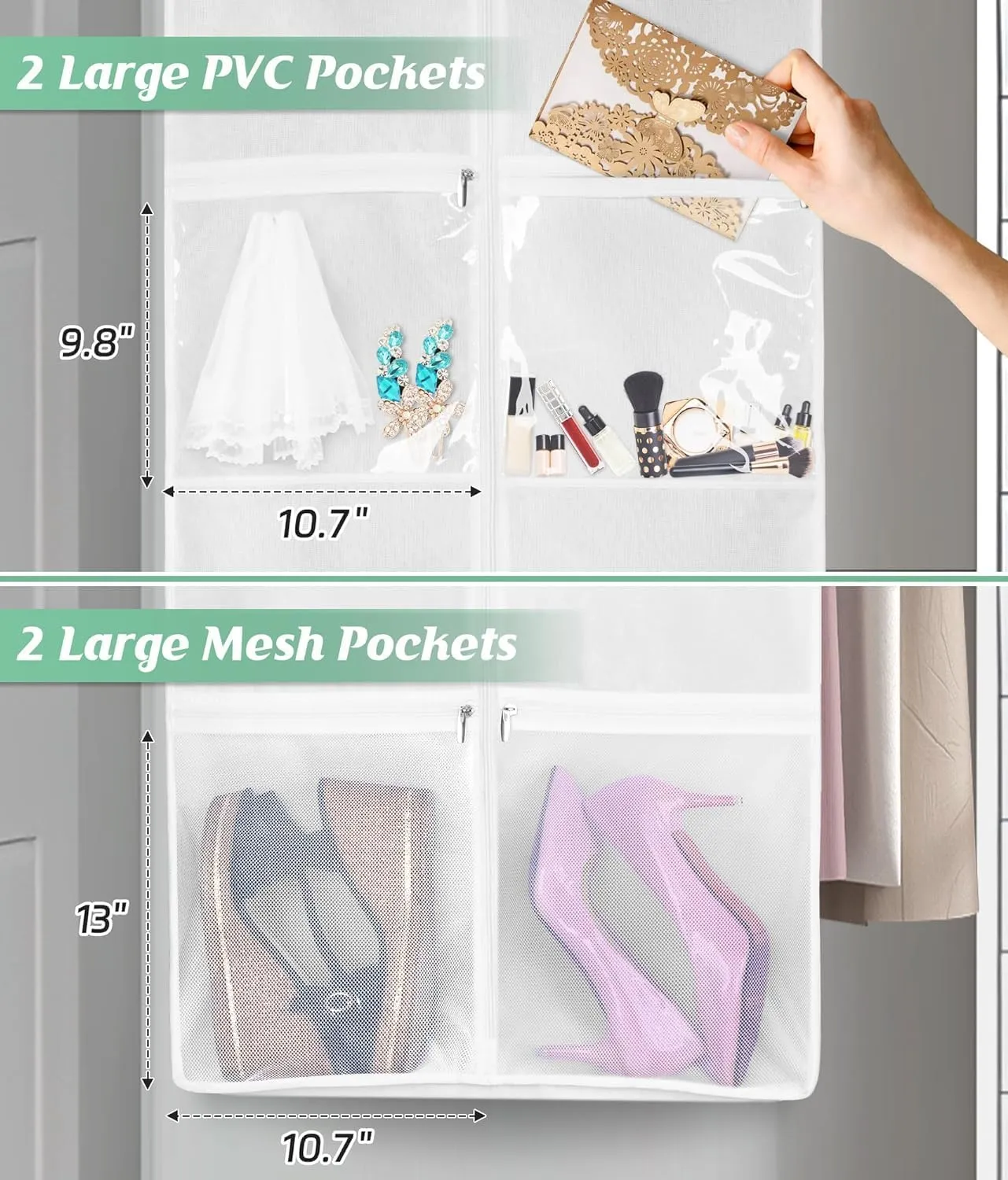 IRYZE Garment Bag for Travel, Wedding Dress Garment Bag With Tote Bag Gusseted Dress Bags For Gowns Long 4 Pockets Suit Luggage Bag, 175*58*22CM, White