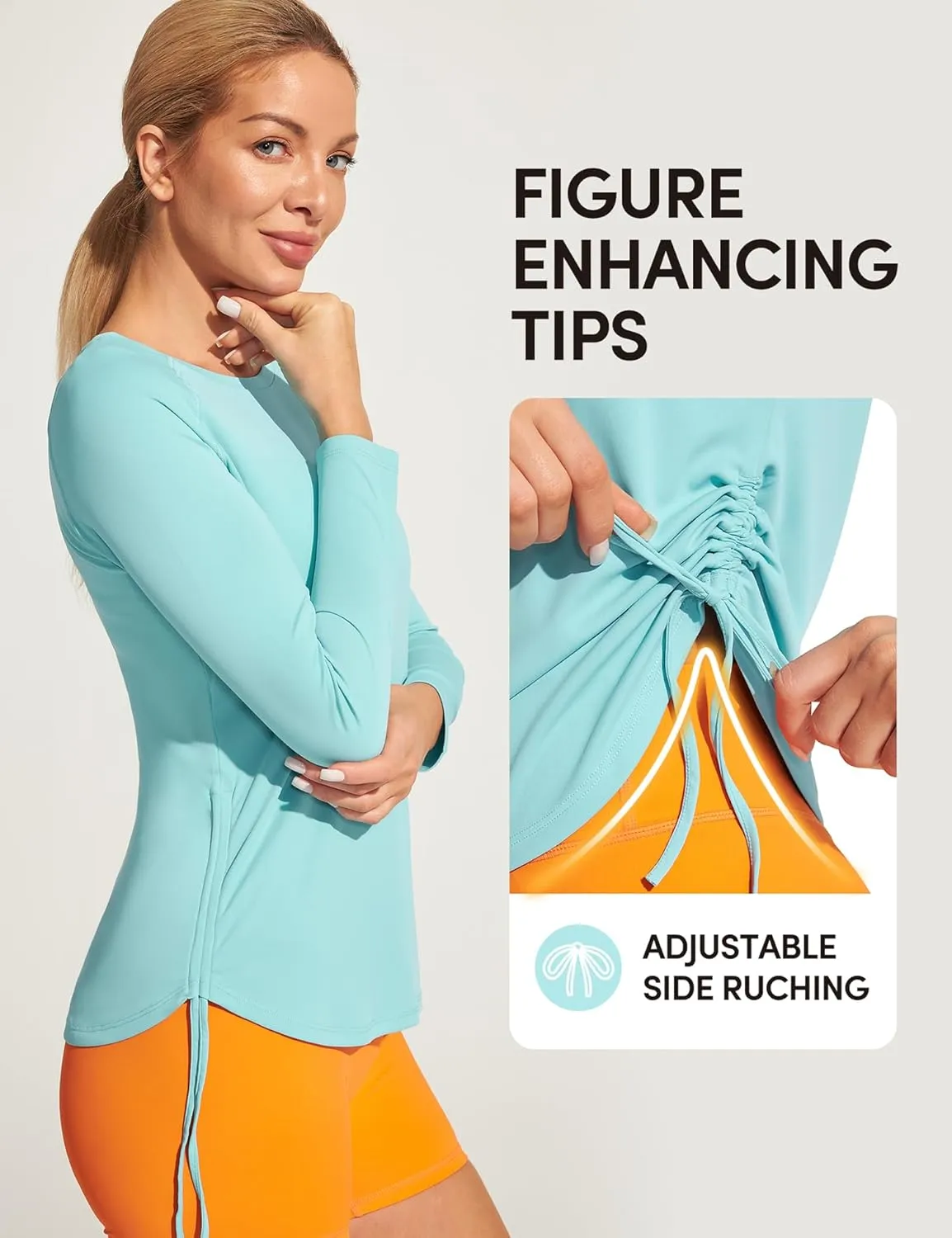 IUGA Rash Guard for Women UPF 50  Long Sleeve Sun Shirts Swim Shirts for Women Lightweight UV Protection Shirts Hiking Tops