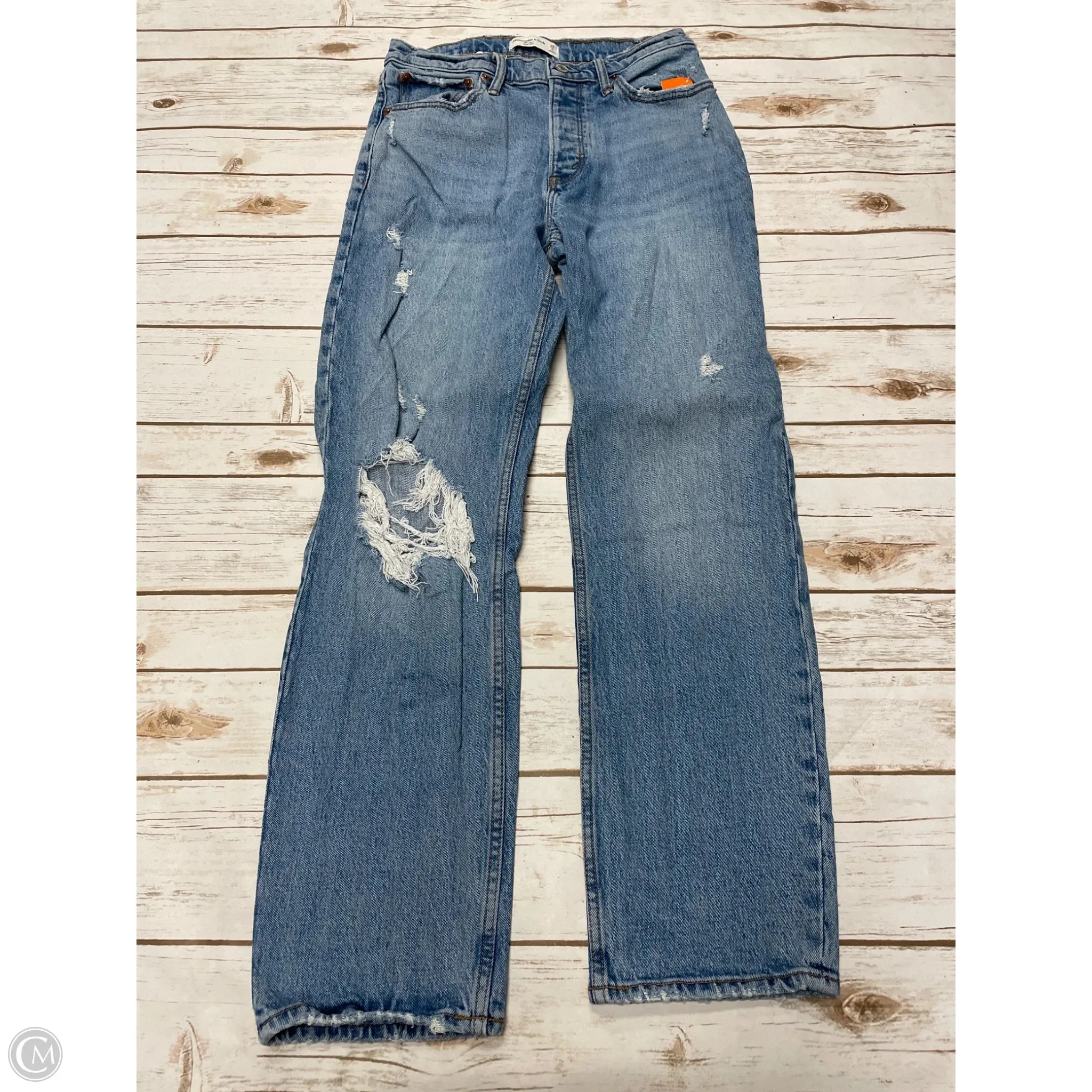 Jeans Straight By Abercrombie And Fitch In Blue Denim, Size: 2