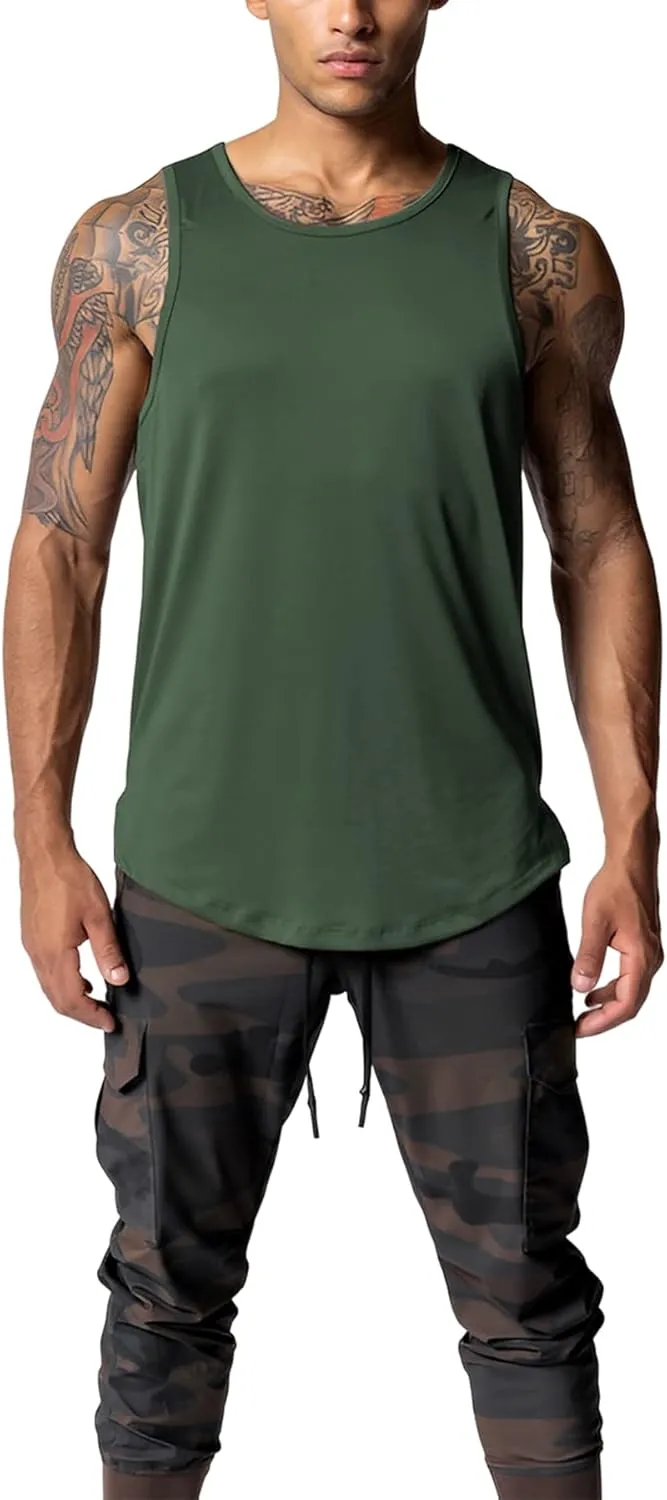 JIHUILAI 3 Pack Men's Athletic Quick Dry Workout Sport Muscle Tees Soft Bodybuilding Gym Jogging Tank Tops Sleeveless Shirts
