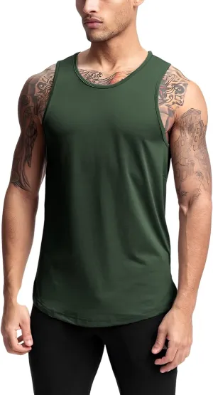 JIHUILAI 3 Pack Men's Athletic Quick Dry Workout Sport Muscle Tees Soft Bodybuilding Gym Jogging Tank Tops Sleeveless Shirts