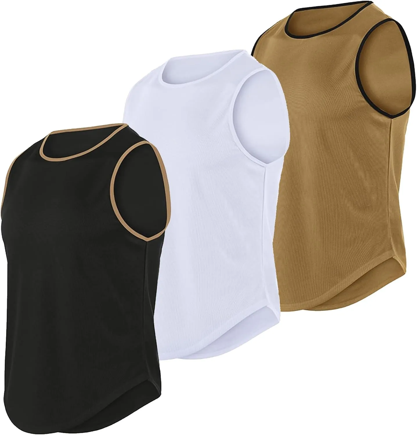 JIHUILAI 3 Pack Men's Athletic Quick Dry Workout Sport Muscle Tees Soft Bodybuilding Gym Jogging Tank Tops Sleeveless Shirts