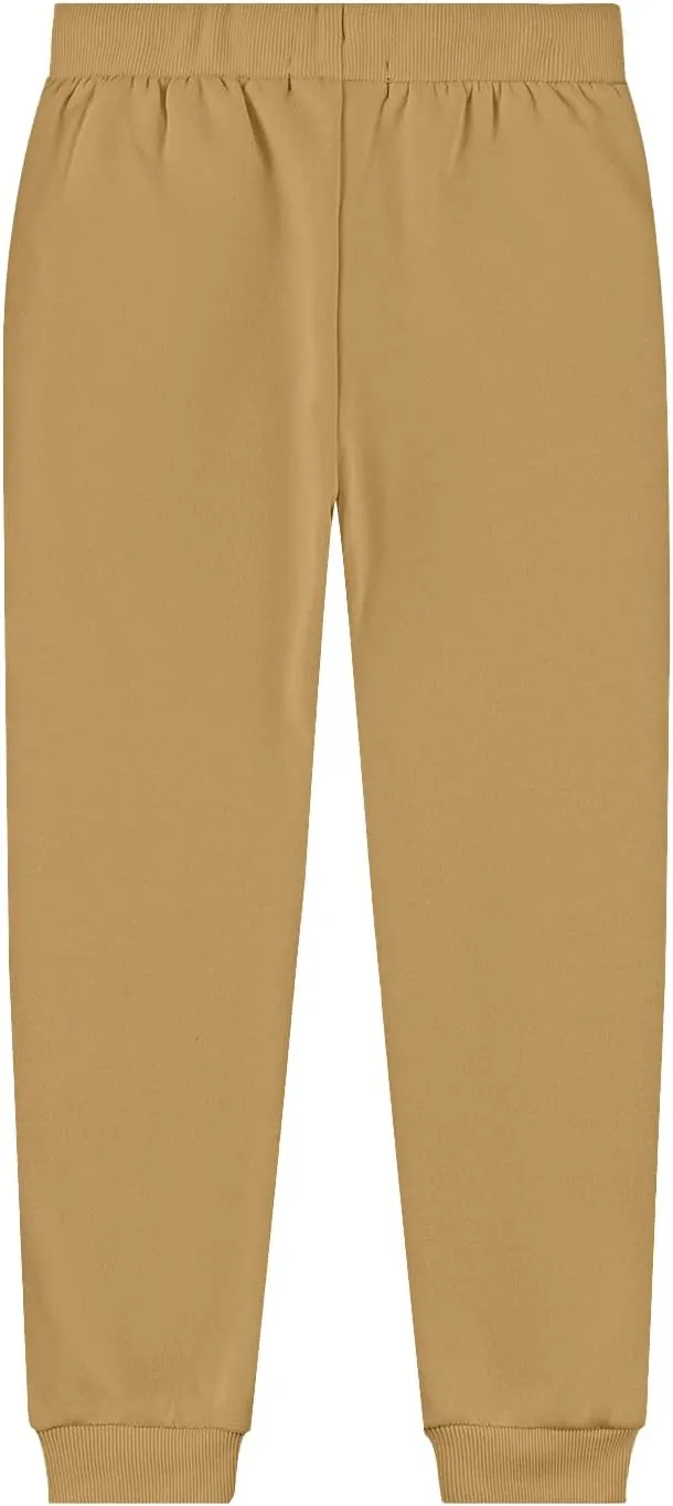 Kid Nation Kids Unisex Soft Brushed Fleece Casual Pull On Jogger Sweatpants with Pockets for Boys or Girls