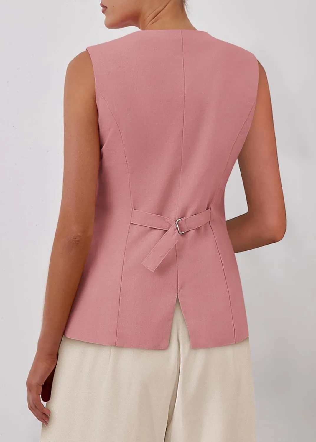 KIRUNDO Fashion Blazer Vest for Women 2025 Dressy Business Casual Summer Button Down Sleeveless Work Suit Waistcoat Tops