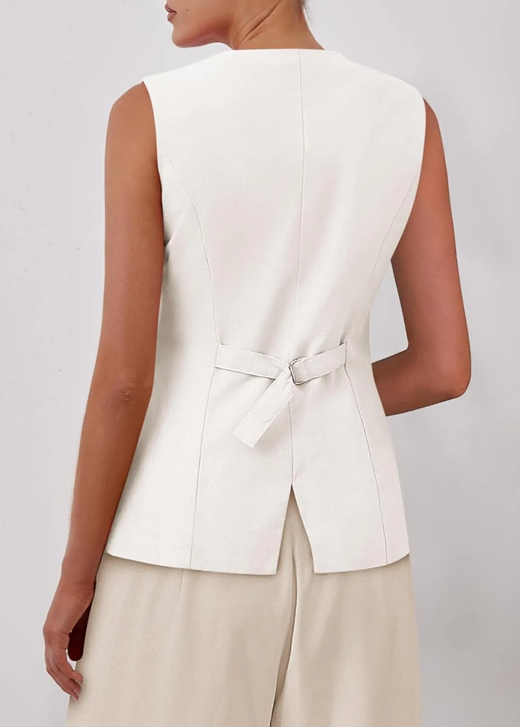 KIRUNDO Fashion Blazer Vest for Women 2025 Dressy Business Casual Summer Button Down Sleeveless Work Suit Waistcoat Tops