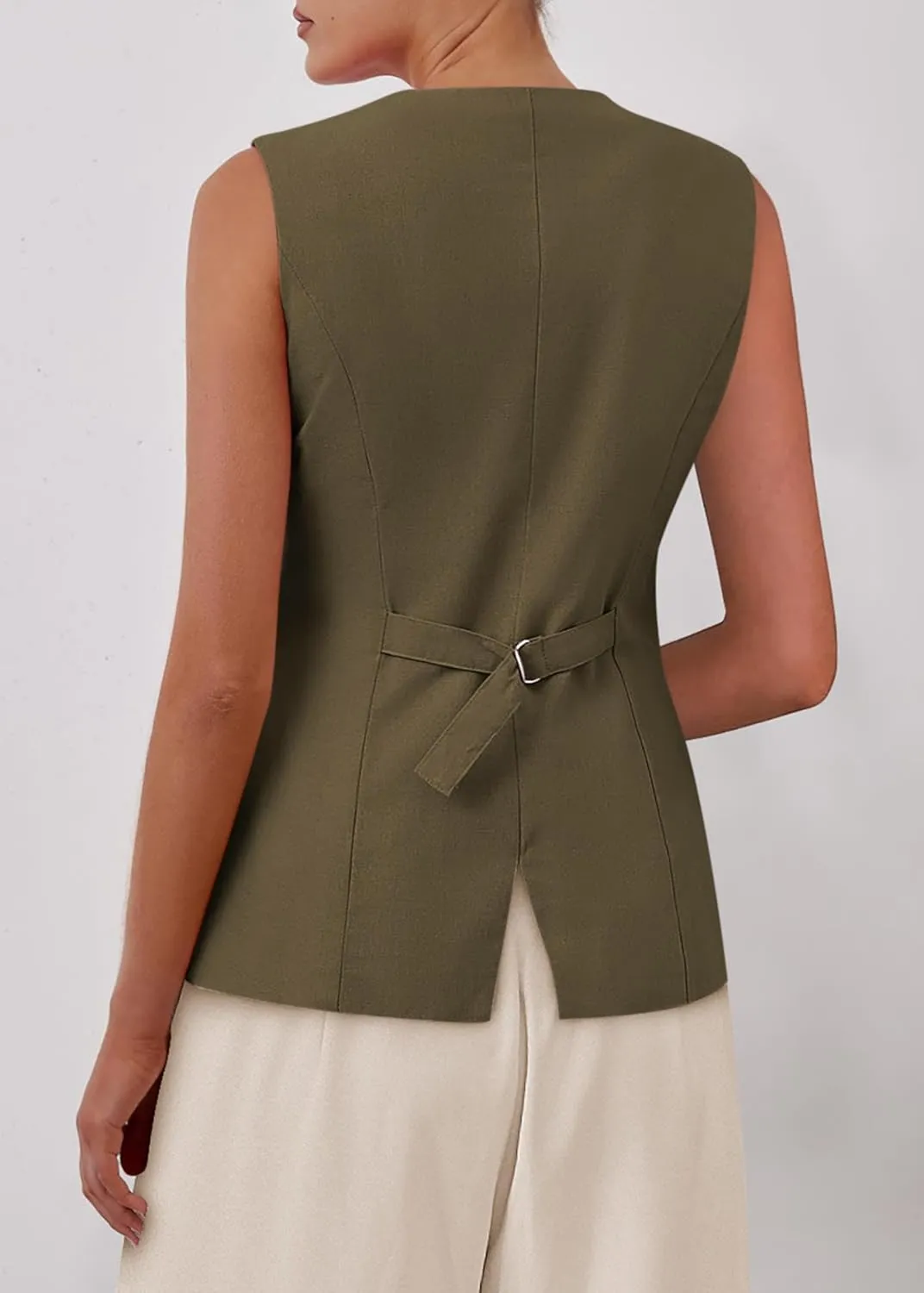 KIRUNDO Fashion Blazer Vest for Women 2025 Dressy Business Casual Summer Button Down Sleeveless Work Suit Waistcoat Tops