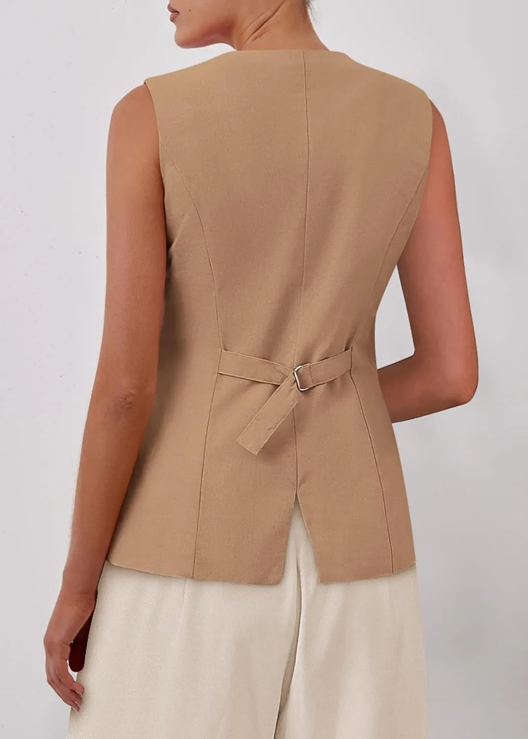 KIRUNDO Fashion Blazer Vest for Women 2025 Dressy Business Casual Summer Button Down Sleeveless Work Suit Waistcoat Tops