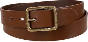 Levi's Women's Slim Casual Leather Jean Belt with Square Center Bar Buckle (Regular and Plus Sizes)