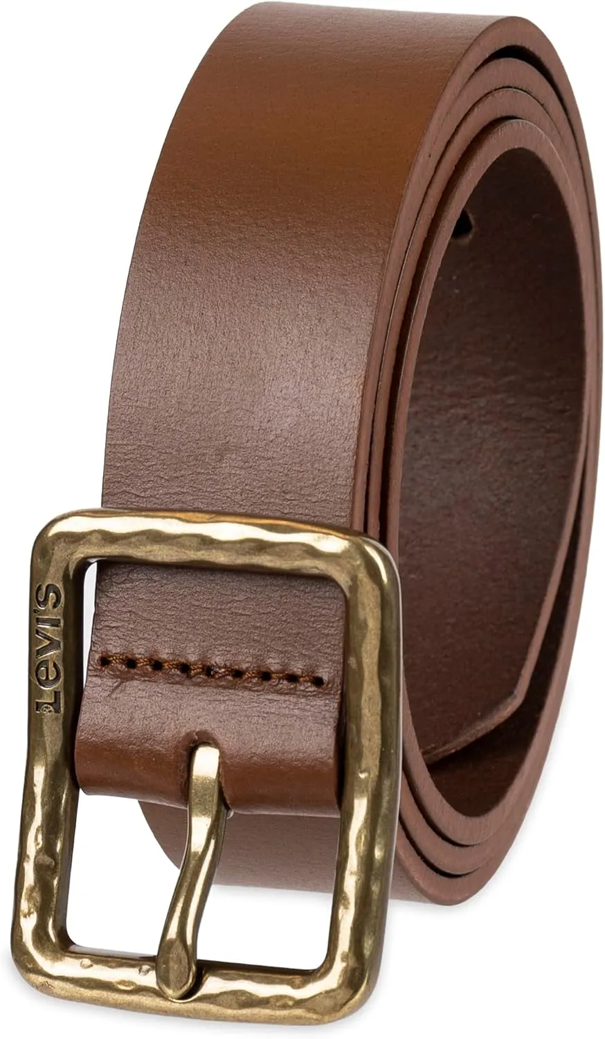 Levi's Women's Slim Casual Leather Jean Belt with Square Center Bar Buckle (Regular and Plus Sizes)