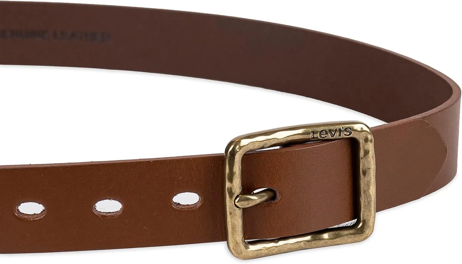 Levi's Women's Slim Casual Leather Jean Belt with Square Center Bar Buckle (Regular and Plus Sizes)
