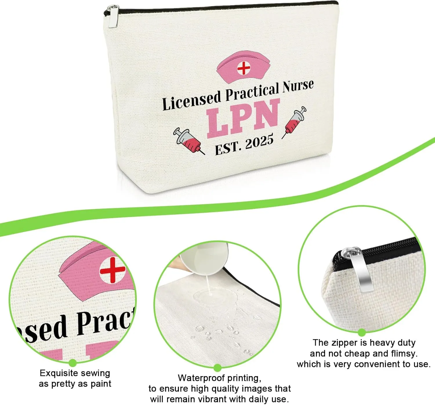 Licensed Practical Nurse Gifts Makeup Bag LPN Gifts for Nurses Graduation 2025 LPN Nurse Gifts LPN Nurse Appreciation Gifts Nurses Week Gift for LPN Nurse RN Medical Student Nursing Cosmetic Bag