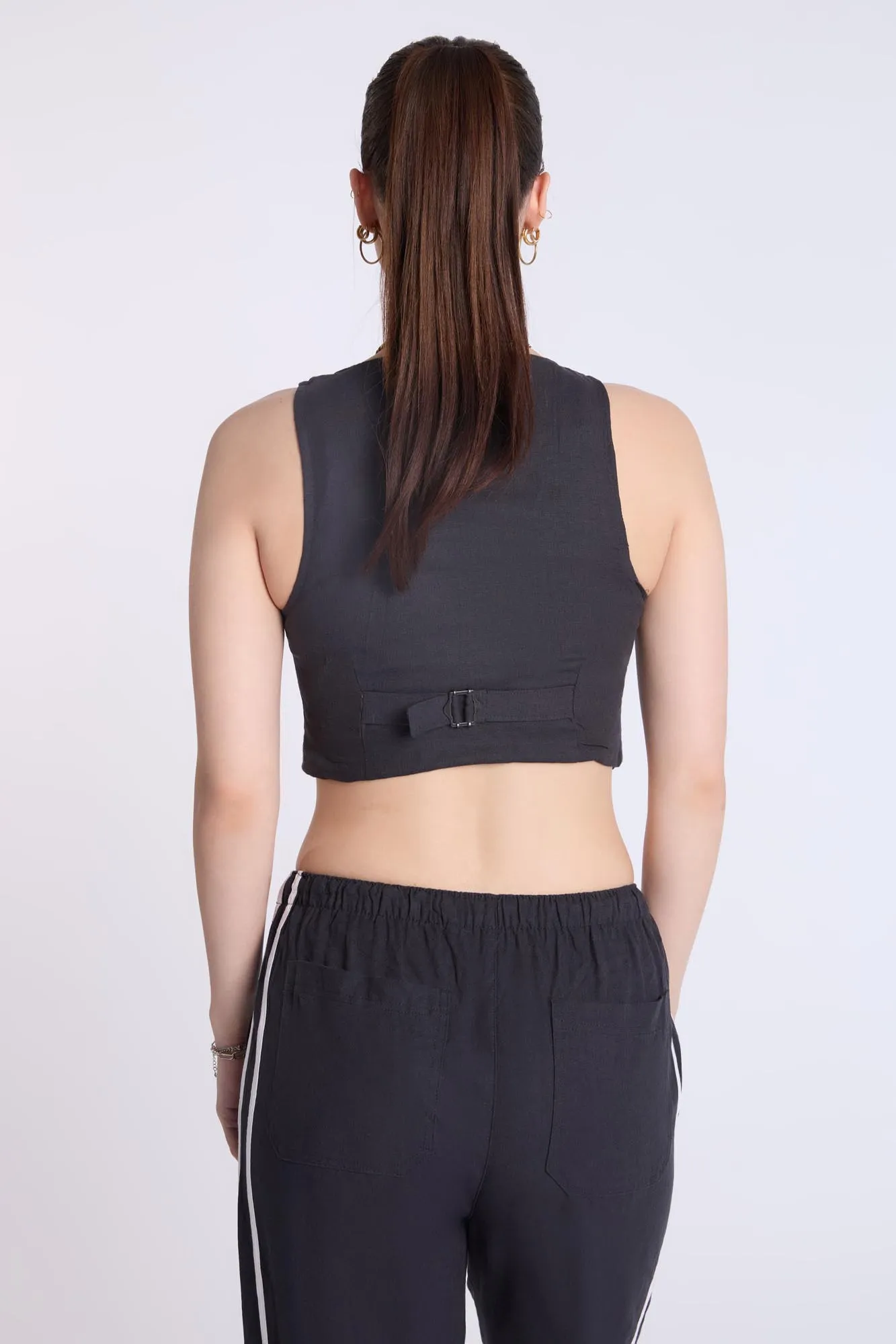 Linen-Blend Tailored Vest