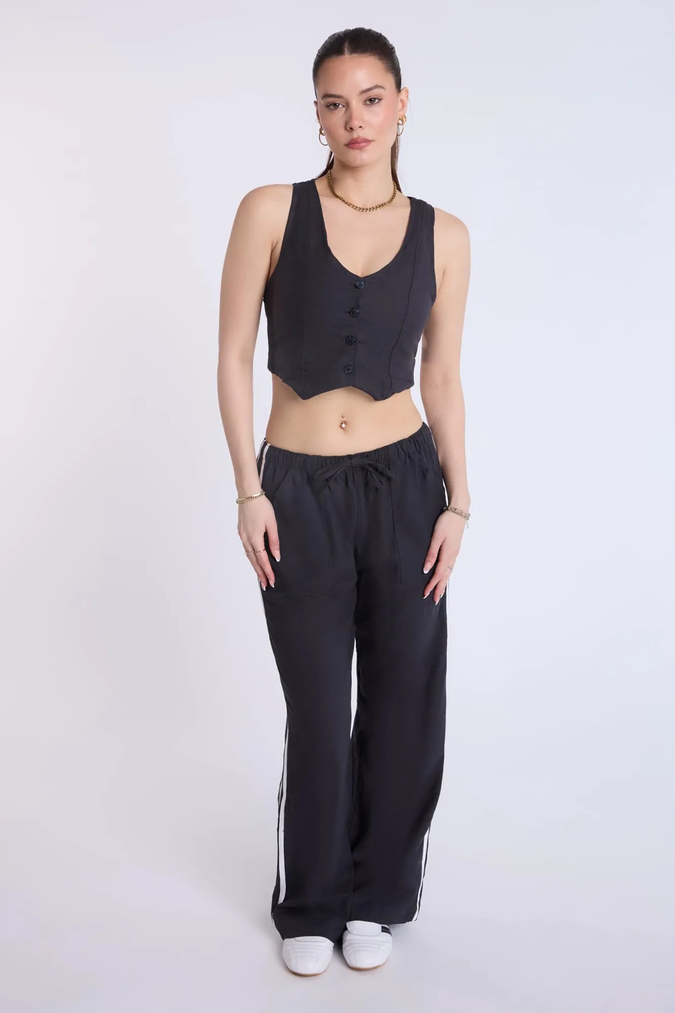 Linen-Blend Tailored Vest