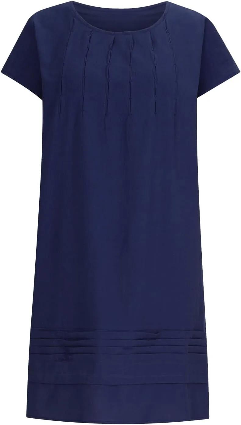 Linen Dress Women Summer Ruffle Casual Midi Dress Lightweight Beach Vacation Sundress Boho Resort Wear 2025