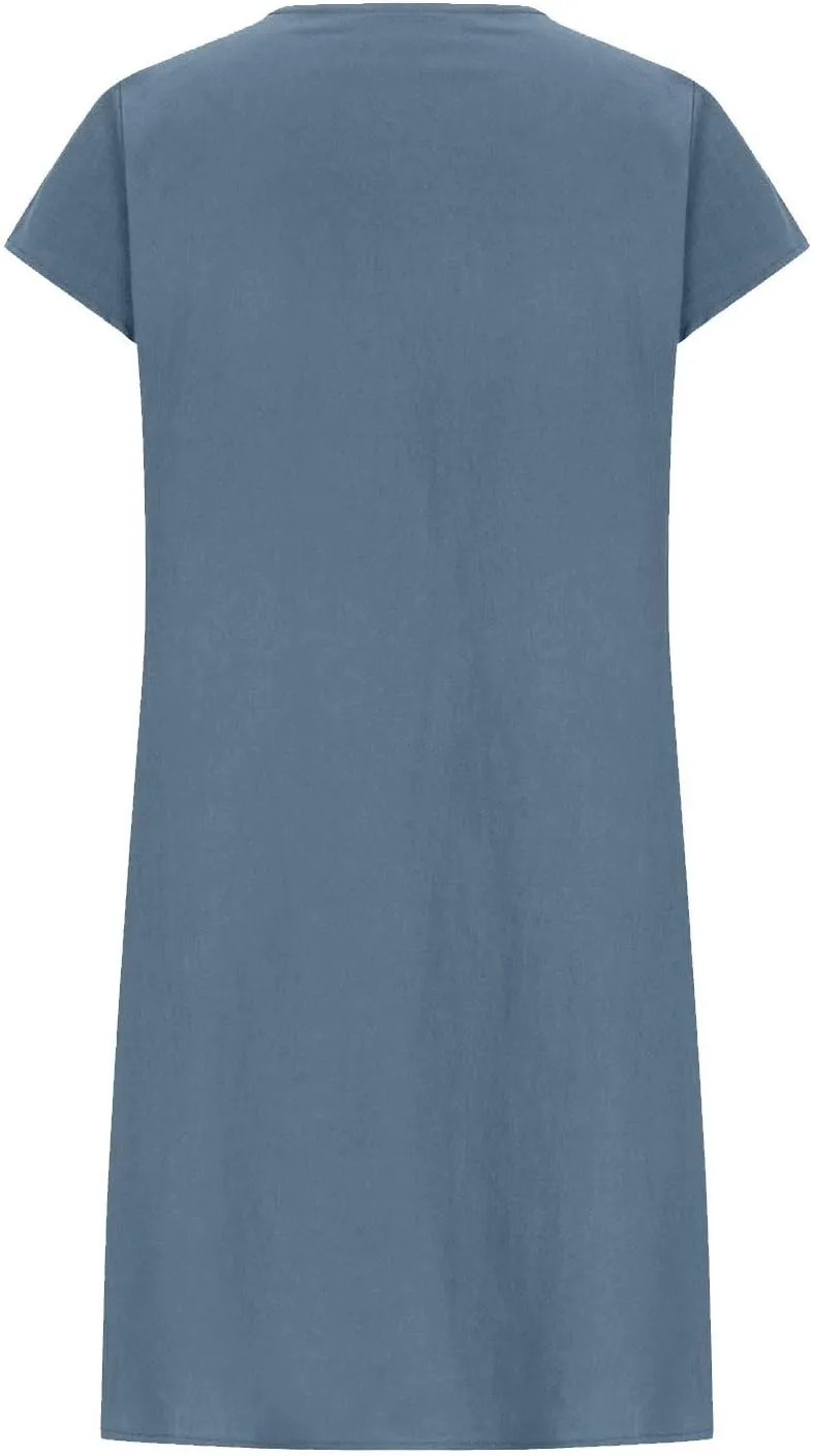 Linen Dress Women Summer Ruffle Casual Midi Dress Lightweight Beach Vacation Sundress Boho Resort Wear 2025
