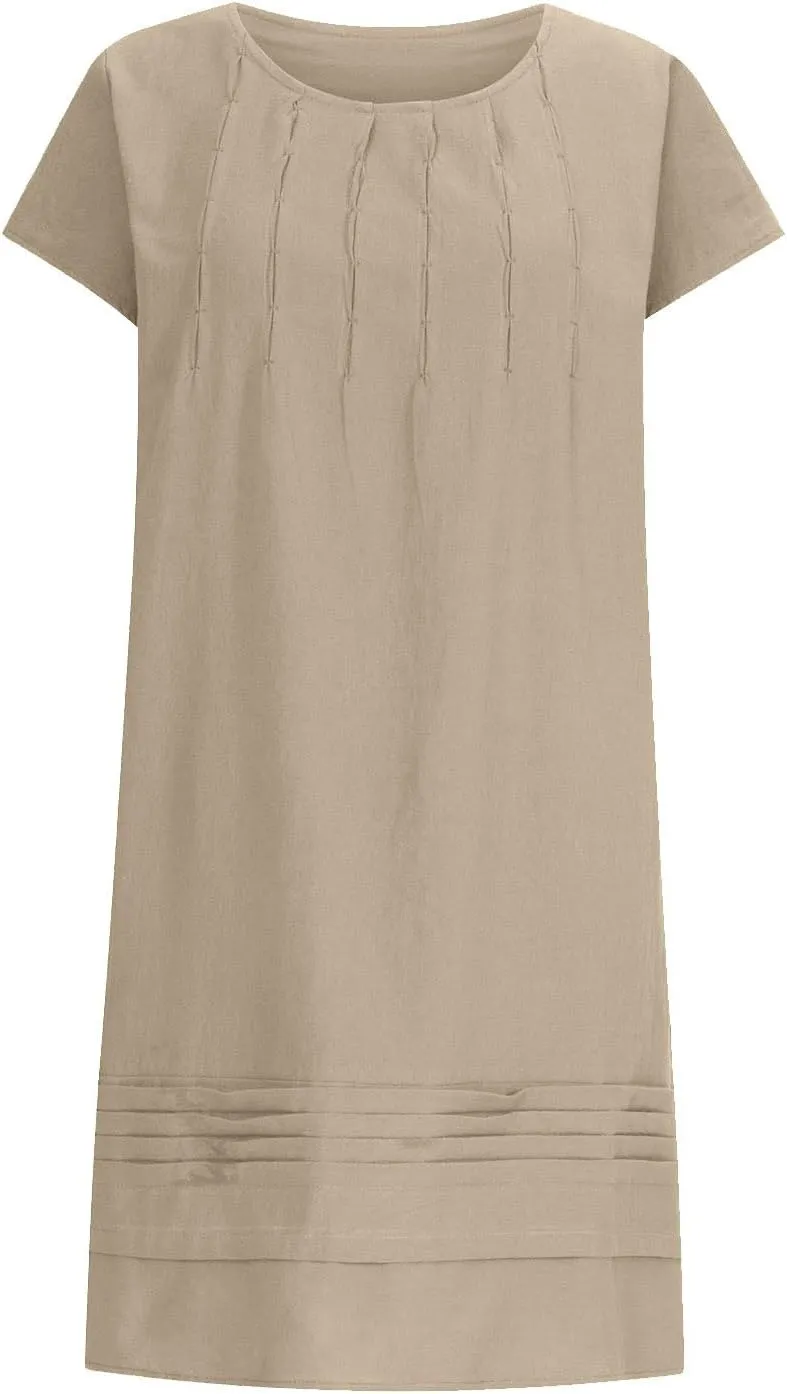 Linen Dress Women Summer Ruffle Casual Midi Dress Lightweight Beach Vacation Sundress Boho Resort Wear 2025