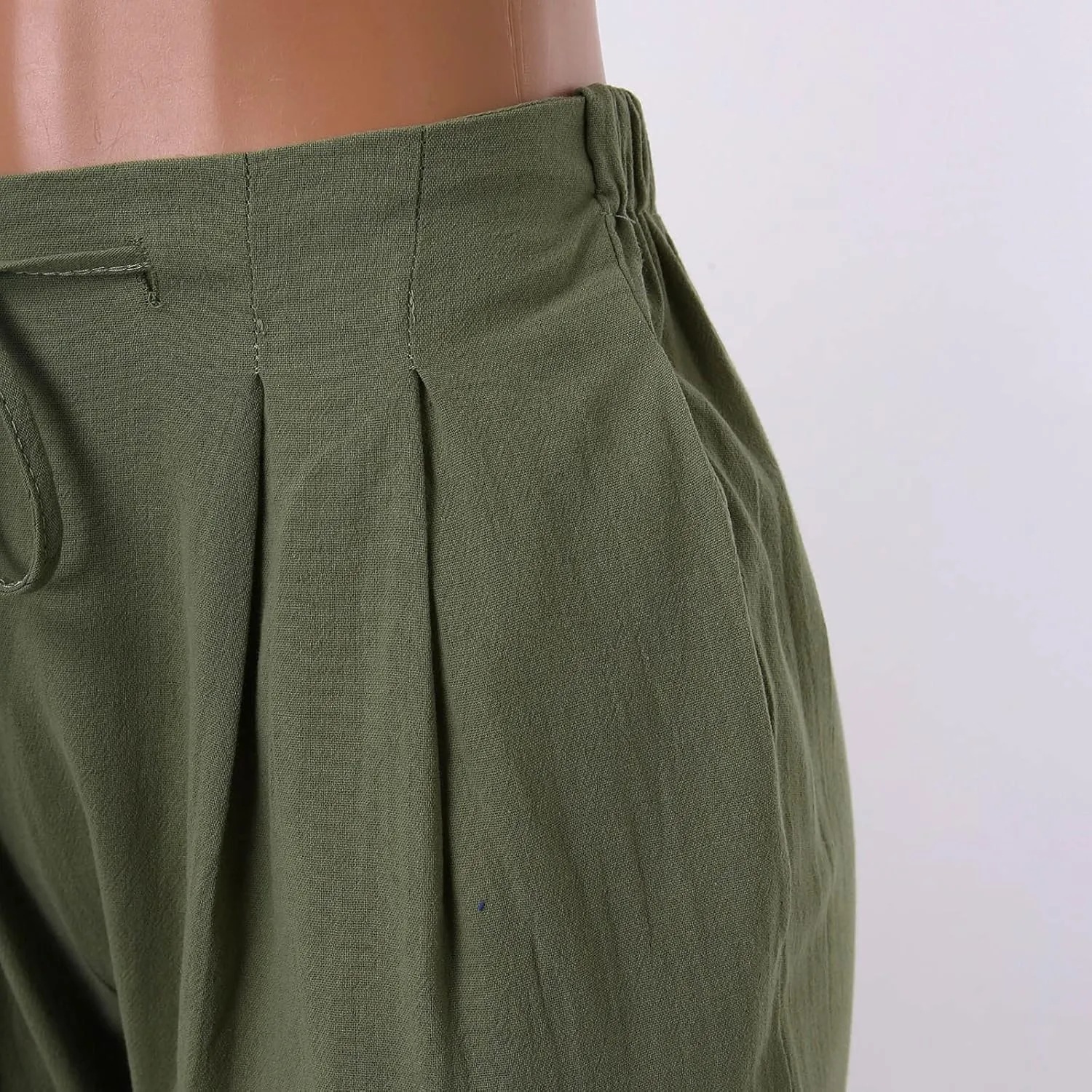 Linen Pants Women Capri Pants Cotton Wide Leg High Waisted Dressy Trousers Loose Business Work Lounge Trousers