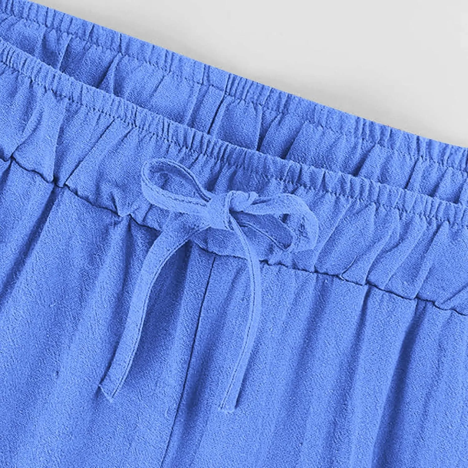Linen Pants Women High Waisted Drawstring Palazzo Pant 2025 Summer Flowy Cotton Linen Beach Slack Trousers with Pocket